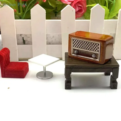 Mini Radio Retro de simulación de bolsillo, accesorios para el hogar, 1: 12 3