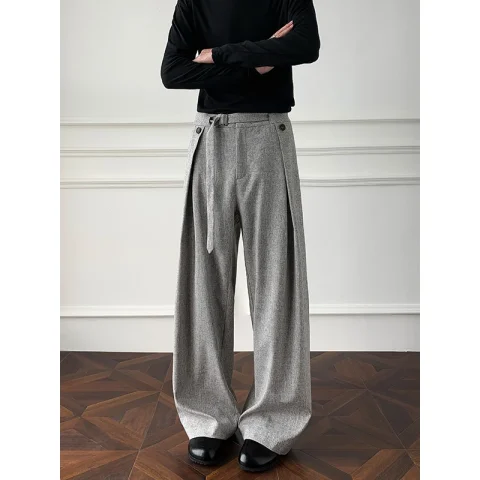 Pantalones de Corte Holgado para Hombre, Talla 5XL, Color Sólido, Estilo Casual Urbano, para Primavera y Otoño, Uso Diario