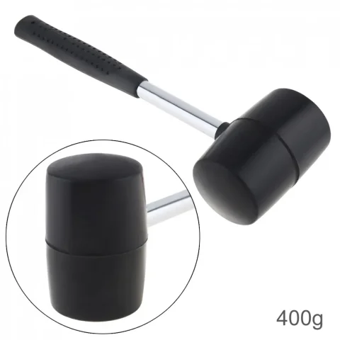 Martillo de goma negro no elástico de 400g, martillo para azulejos con cabeza redonda y mango antideslizante, herramienta manual DIY
