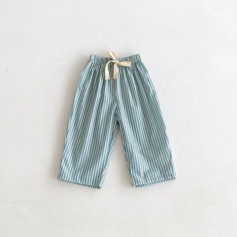 Pantalones a rayas para niños y niñas, ropa deportiva informal, pantalones sueltos finos, ropa exterior, pantalones versátiles simples, Moda de Primavera 3