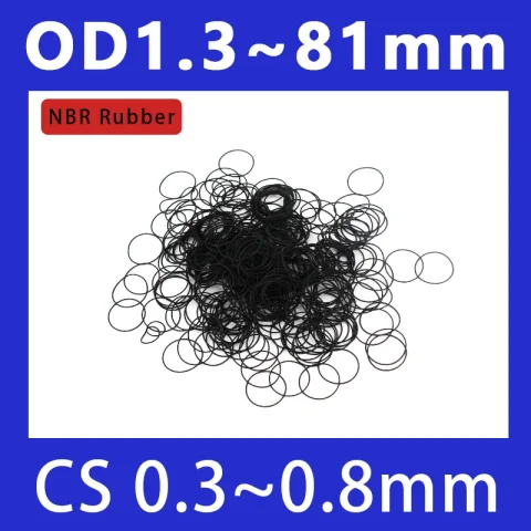 NBR caucho negro espesor 0,3/0,4/0,5/0,6/0,7/0,8mm junta tórica anillo de sellado de goma junta ojal anillo de silicona OD1.3-81mm 1