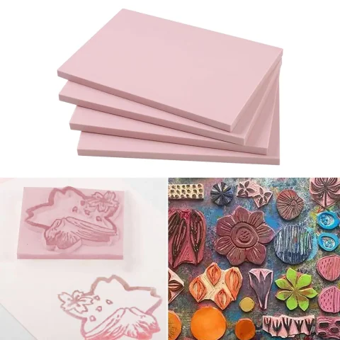 4 bloques de tallado de goma, bloque de grabado para pintura, manualidades, álbum de recortes