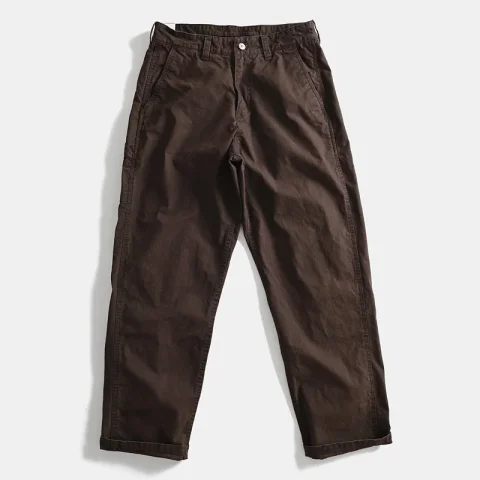 Pantalones de algodón 100% pesados, pantalones cónicos relajados de pierna ancha Retro Vintage para hombres, ropa de trabajo para papá, estilo informal recto de otoño
