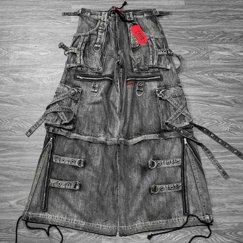 Pantalones Y2K, ropa de calle, vaqueros de pierna ancha desgastados negros y grises lavados, pantalones vaqueros holgados de gran tamaño con múltiples bolsillos Punk gótico para hombres y mujeres