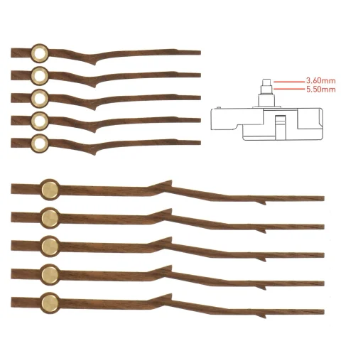 Juego de 5 manecillas de reloj de madera, punteros duraderos, piezas de repuesto de reparación Diy, accesorios, movimiento eléctrico, relojes de decoración del hogar 3