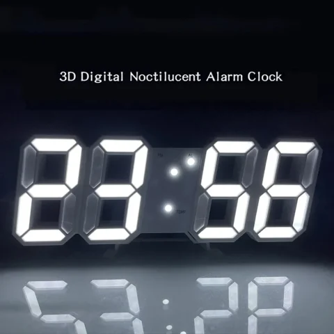 Reloj digital LED 3D Pantalla de hora 12/24H Reloj colorido para oficina/sala de estar/sala de reuniones/cocina