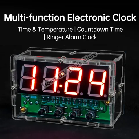 Reloj electrónico Digital LED, Kit de bricolaje, reloj, enseñanza, ejercicio de soldadura, conjunto de placa de circuito con despertador, cuenta atrás de temperatura