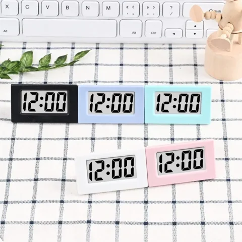 Reloj Digital LED Simple portátil, pantalla de tiempo silencioso, Mini reloj triangular, bonito reloj electrónico de escritorio para oficina 4