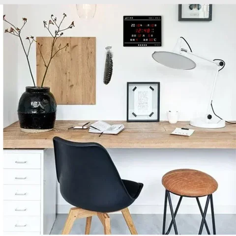 Reloj de Calendario Perpetuo, Reloj de Pared Digital con Pantalla Grande, Temperatura y Humedad Interior, Ideal para Oficina o Hogar