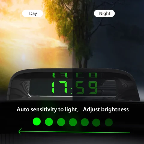 Reloj Digital interno automático para coche, dispositivo con batería integrada, funciona con energía Solar, 24 horas, accesorios de decoración