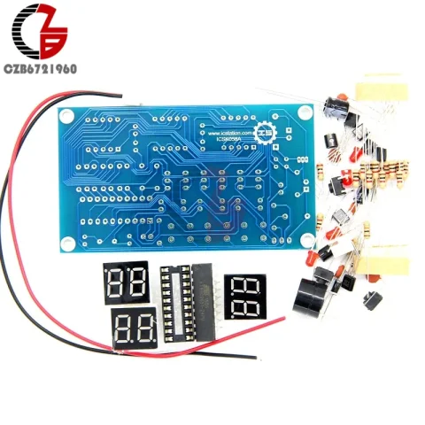 Kit de reloj electrónico C51 de 12V, módulo de temporizador LED Digital con interruptor de botón para alarma, cuenta atrás, cronómetro 4