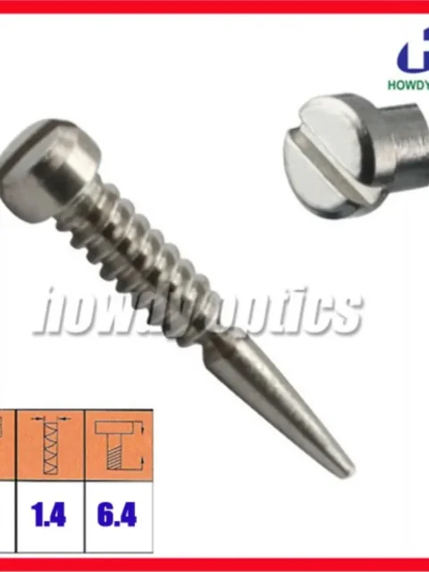 200 Uds tamaño 2,0x1,4x6,4mm gafas ópticas accesorios de tornillo extremo puntiagudo tornillos de autoalineación 3