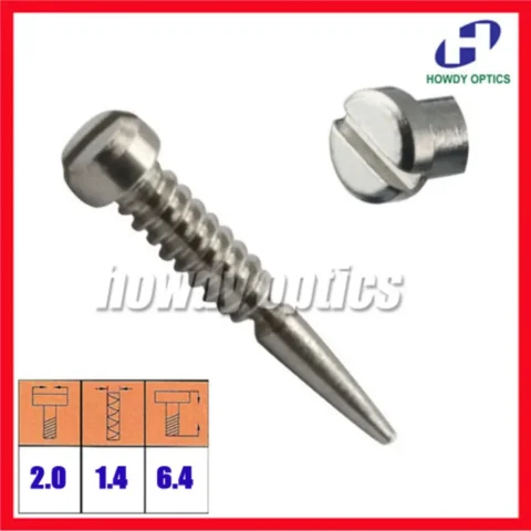 200 Uds tamaño 2,0x1,4x6,4mm gafas ópticas accesorios de tornillo extremo puntiagudo tornillos de autoalineación 4