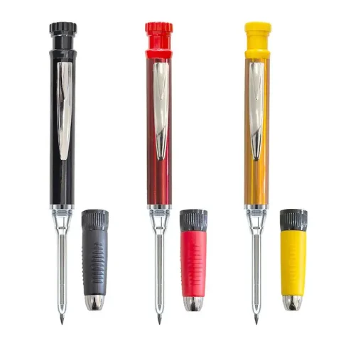 Lápiz mecánico para carpintería 2 en 1 de 2.8 mm con mina y sacapuntas incorporado para marcar agujeros profundos, herramienta para carpinteros. 2