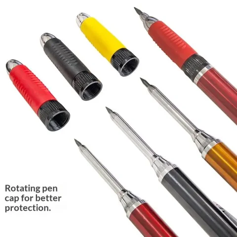 Lápiz mecánico para carpintería 2 en 1 de 2.8 mm con mina y sacapuntas incorporado para marcar agujeros profundos, herramienta para carpinteros. 3