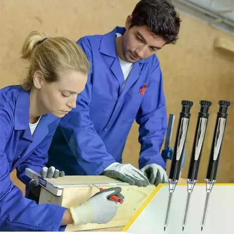 Lápiz mecánico 2 en 1 para carpintería de 2,8mm con plomo y sacapuntas incorporado para herramienta de lápices de marcado de carpintero de Agujero profundo