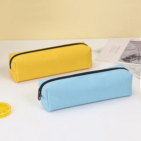Estuche de lápices de Color sólido, bolsas de lápices simples para estudiantes, nueva papelería, suministros escolares, regalo para niños, bolsa de cosméticos grande con cremallera 4