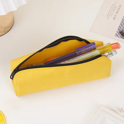 Estuche de lápices de Color sólido, bolsas de lápices simples para estudiantes, nueva papelería, suministros escolares, regalo para niños, bolsa de cosméticos grande con cremallera 5