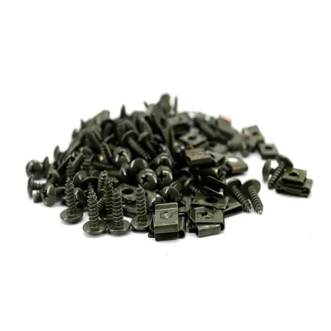 Tornillos autorroscantes de Metal mezclados, Clips en forma de U, Clip de retención de tornillo antioxidante para motocicleta y coche, para Scooter, ATV, ciclomotor, bicicleta eléctrica 4