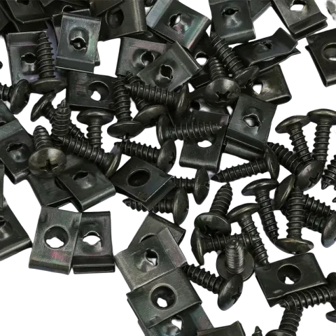 Tornillos autorroscantes de Metal mezclados, Clips en forma de U, Clip de retención de tornillo antioxidante para motocicleta y coche, para Scooter, ATV, ciclomotor, bicicleta eléctrica 5