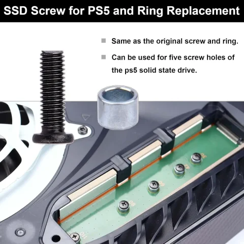 Kit de tornillo de unidad de estado sólido para PS5 SSD, anillo de tornillo de repuesto, tornillos Phillips