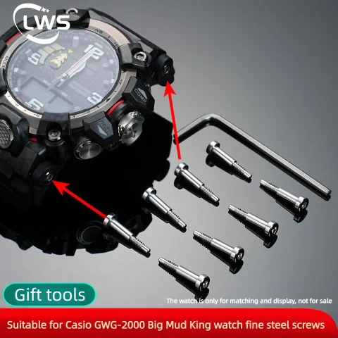 GWG-2000 tornillos de acero inoxidable para Casio GWG 2000 Big Mud King correa de la caja del reloj tornillos de fijación de conexión tornillos laterales de tuerca de Metal