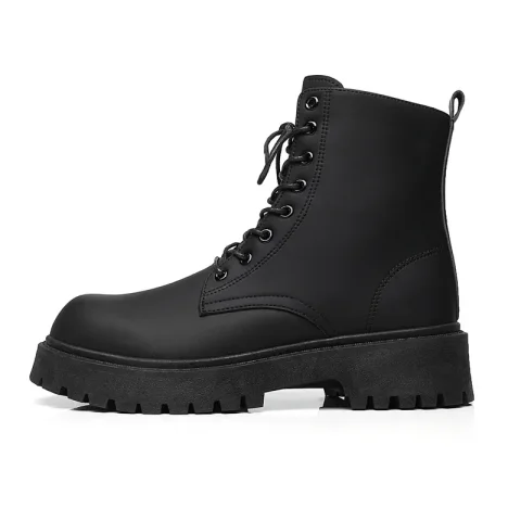 Botas para hombre, botas de herramientas de locomotora de viento británico, botas altas de cuero para parejas, botas de vaquero para motocicleta al aire libre, zapatos Man2025 5