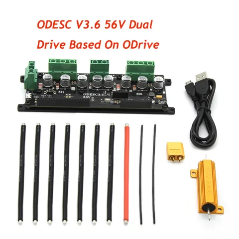 Controlador de Motor BLDC de Doble Accionamiento sin Escobillas ODESC V3.6 de 56V, Alto Rendimiento y Potencia, Basado en ODrive, para Modelos de Autos y Barcos RC