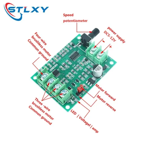Placa controladora de Motor de CC sin escobillas, 5V, 12V, protección contra sobrecorriente de Voltaje Inverso para Motor de disco duro, cable 3/4 5