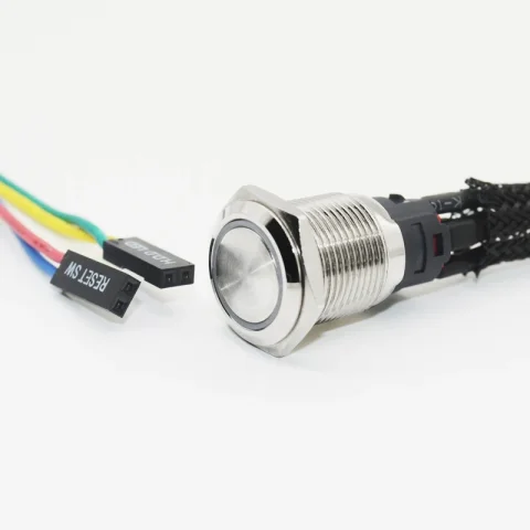 PC Host Start Restart LED interruptor de botón de Metal PC DIY 12mm 16mm 19mm 22mm con Cable de placa base de 60cm interruptor de alimentación de PC