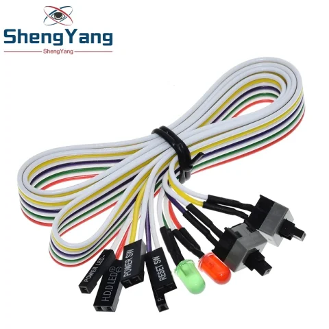 Cable de alimentación de placa base de ordenador de PC delgado de 65CM reinicio de encendido y apagado Original con luz LED interruptor de reinicio de energía de PC interruptor de botón 5