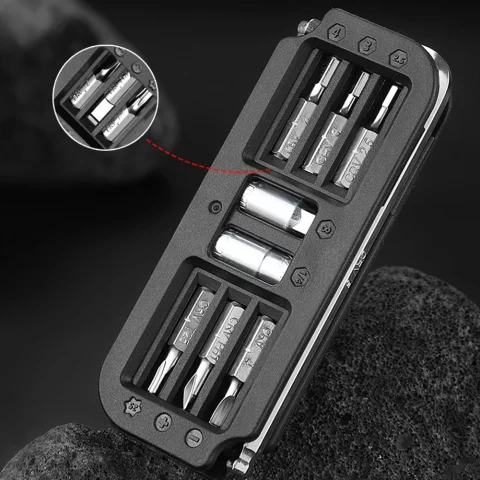 Herramienta Multiusos para Bicicleta 10 en 1, Juego de Herramientas de Mantenimiento de Acero para Ciclismo, Juego de Llaves Hexagonales, Juego de Puntas de Atornillar, Kit de Herramientas para Mecánico de Bicicletas