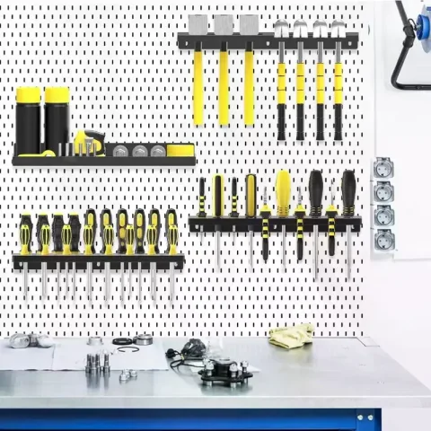 Organizador de herramientas de metal, soporte de pared para almacenamiento de destornilladores, alicates, martillos y llaves en taller