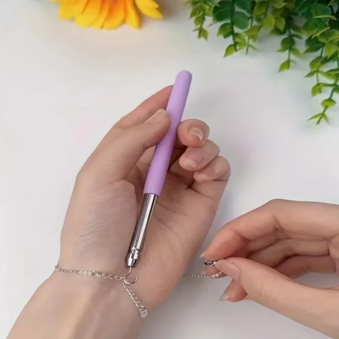 Herramienta de Ayuda Retráctil de Acero Inoxidable para Cierres de Pulseras y Collares, Pequeña, Ahorra Esfuerzo, Color Sólido