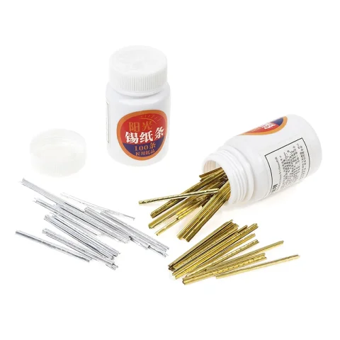 Herramienta de cerrajero con acabado de tira de papel de aluminio, consumible, dorado y plateado, de una sola fila o doble fila, 4,6 cm, 90 unidades 1