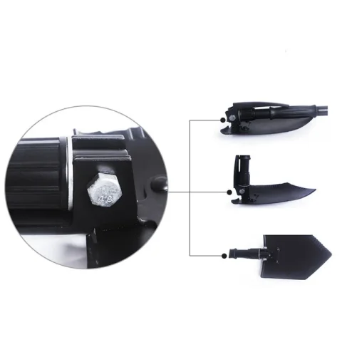 Pala plegable portátil militar, herramienta multifunción de acero inoxidable para supervivencia, acampada, limpieza al aire libre