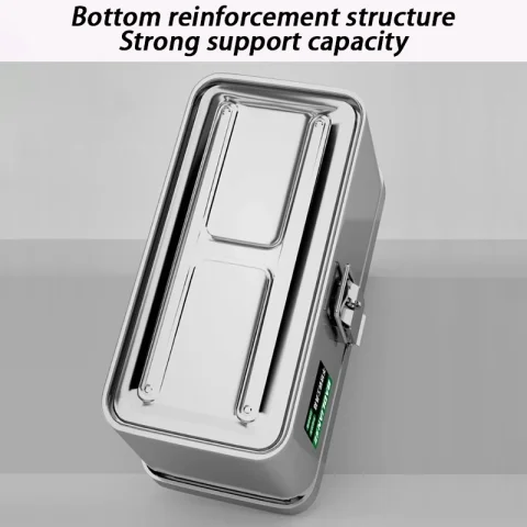 Caja de herramientas de acero inoxidable, organizador electrónico, caja de herramientas mecánica para coche, herramientas de almacenamiento de Hardware engrosado, caja de herramientas de mano 2