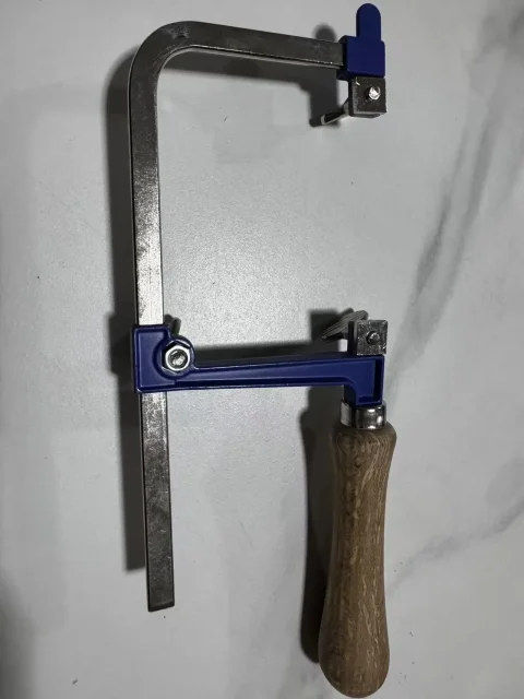 Sierra de mano para joyería, sierra de arco de acero, kit de soporte para hoja de sierra en espiral, herramienta manual DIY para joyería y carpintería con mango de madera 3