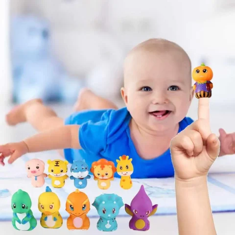 Marioneta de juguete, muñecos de dedo, juguetes de animales, animales de dibujos animados, dinosaurio, marionetas de mano, marionetas de dedos, guantes de cabeza de Animal, juguetes de manos pequeñas 3