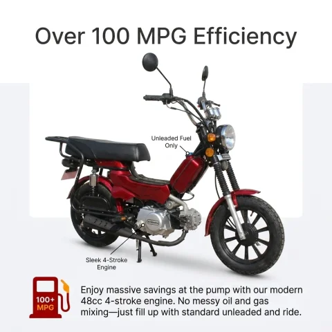 Ciclomotor de 48cc con Pedal de Acelerador, Motocicleta Utilitaria Todoterreno de 4 Tiempos, Bicicleta Motorizada Totalmente Automática para Desplazamientos Urbanos Diarios 3