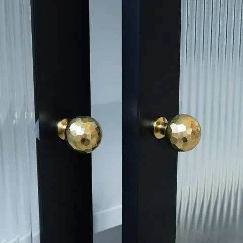 Manija Redonda Grande y Pequeña con Patrón de Martillo, de Latón, Cobre Dorado Pulido y Esmaltado, para Cajones, Armarios y Puertas de un Solo Orificio 3
