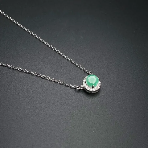 Conjuntos de joyería de Esmeralda Natural elegante, piedras preciosas de plata esterlina 925, joyería fina de 5mm para mujer, regalo de joyería fina para fiesta y boda 4