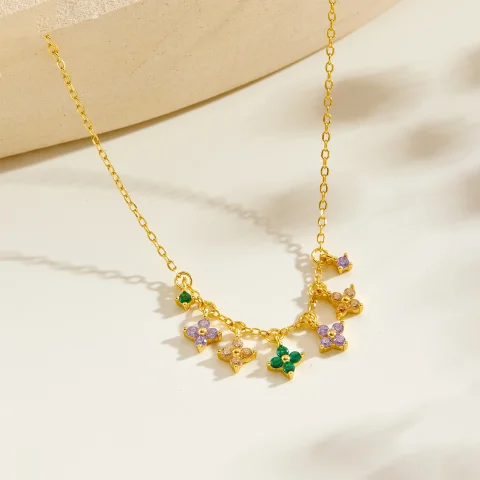 ANDYWEN - Juego de Collar y Pulsera de Plata de Ley 925 con Circonitas de Colores, Joyería Delicada de Lujo para Uso Diario, Regalo para Mujer 2025 3