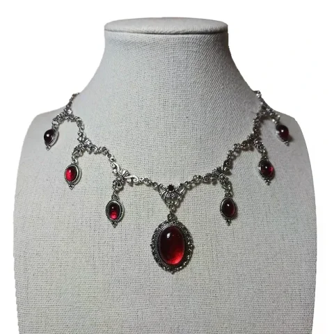 Joyería gótica, gargantilla de camafeo de vampiro, Victoria, Retro, mariposa, gota de sangre, pagano, brujería, alternativa, collar para mujer 4