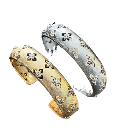Anillo italiano hecho a mano estilo palaciego cepillado, tela artesanal de dos tonos, pendientes chapados en oro Real, collar, pulsera para mujer 5