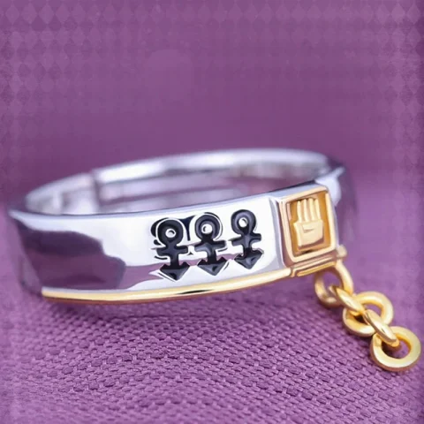 Anillos de Cosplay de Anime Kujo Jotaro, joyería Unisex ajustable de plata Kujō Jōtarō, accesorios de Halloween 2