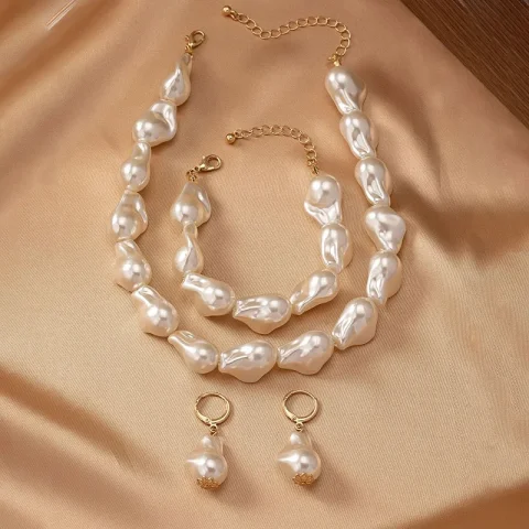 Collar de perlas, pulsera, pendientes, conjunto de cadena, regalos para mujeres y niñas, joyería de moda, gran oferta, regalo de fiesta, nuevo estilo 2025 3