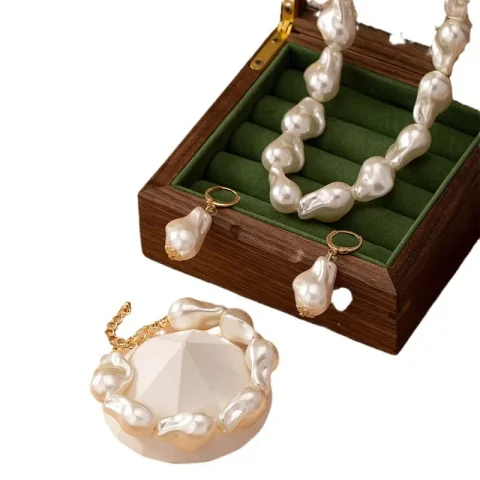 Collar de perlas, pulsera, pendientes, conjunto de cadena, regalos para mujeres y niñas, joyería de moda, gran oferta, regalo de fiesta, nuevo estilo 2025 5
