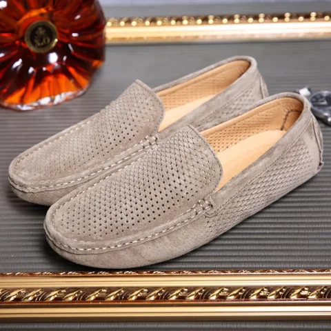 Zapatos de gamuza Elegantes para hombre, mocasines sin cordones, informales, hechos a mano, transpirables