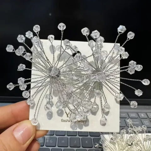Joyería nupcial Pendientes de copo de nieve Accesorios para mujer Pendientes exagerados brillantes Pendientes de cristal con cuentas Ocasiones especiales